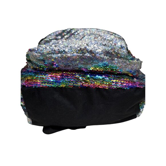 Rainbow Sequin Reversable Backpack W/Dual Zipper Compartments & Adjustable Strap - Picture 6 of 9